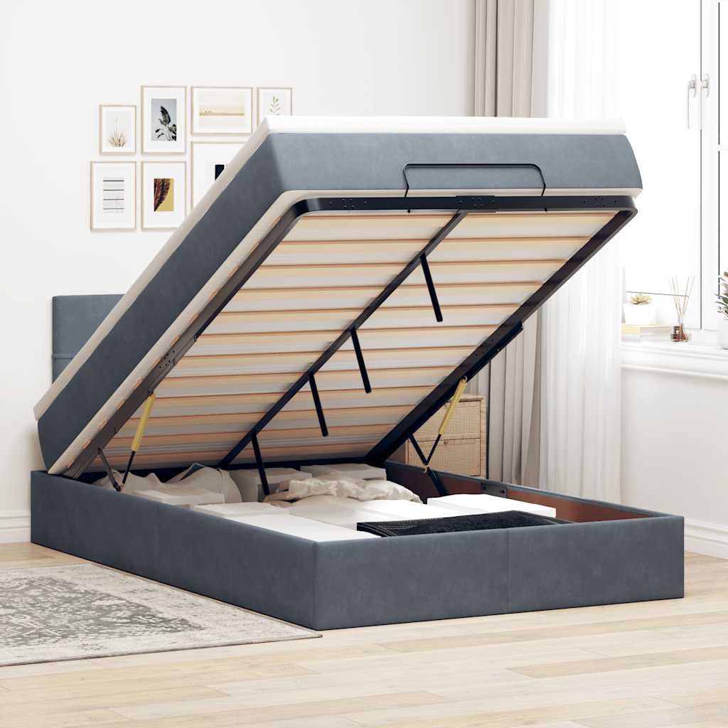 Cadre De Lit Ottoman Avec Matelas Velours