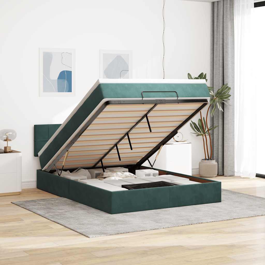 Cadre De Lit Ottoman Avec Matelas Velours