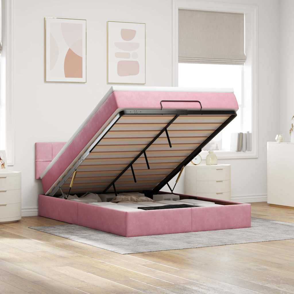Cadre De Lit Ottoman Avec Matelas Velours