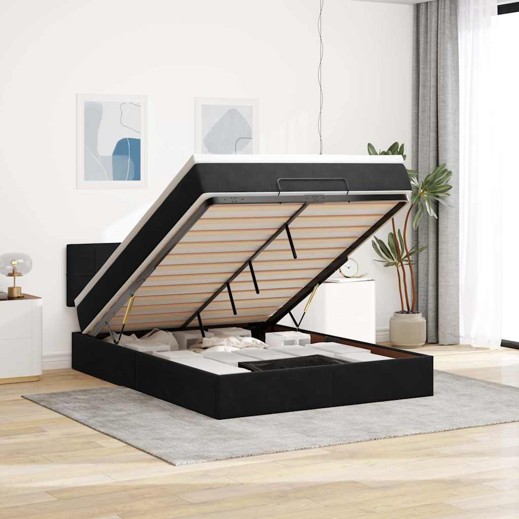 Cadre De Lit Ottoman Avec Matelas Velours