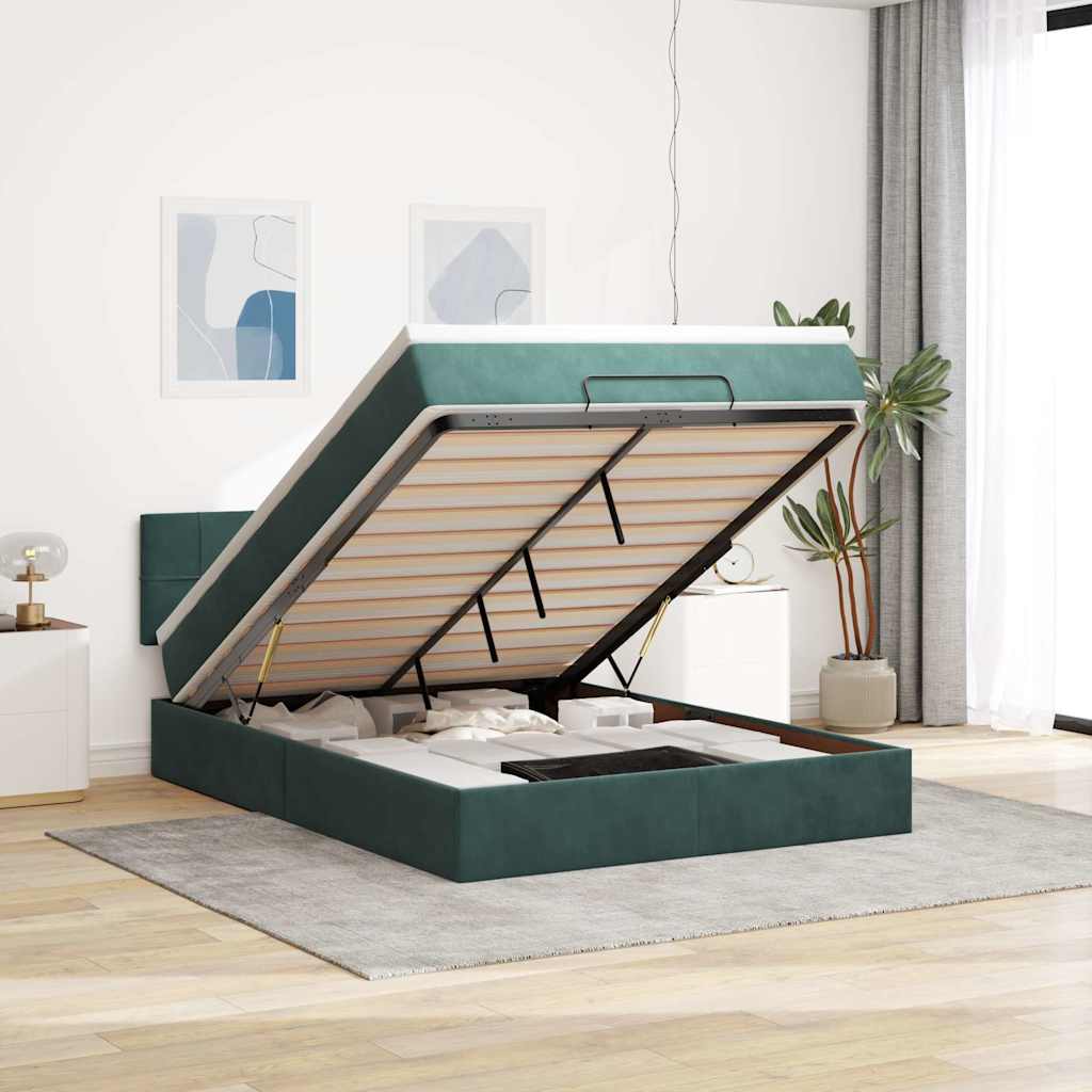 Cadre De Lit Ottoman Avec Matelas Velours