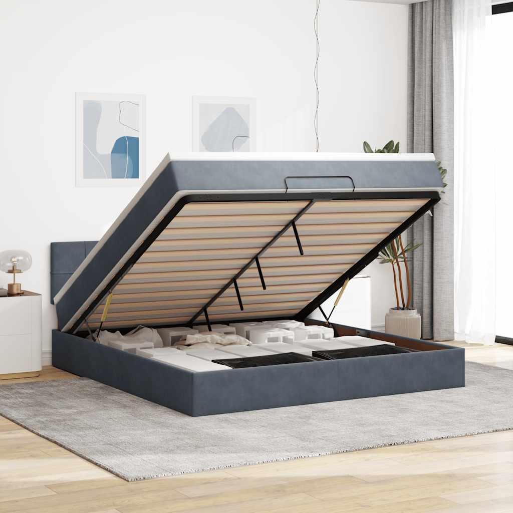 Cadre De Lit Ottoman Avec Matelas Velours