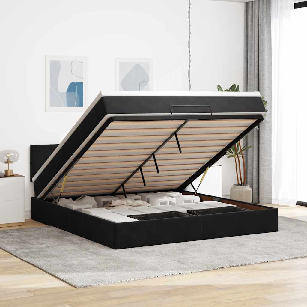 Cadre De Lit Ottoman Avec Matelas Velours