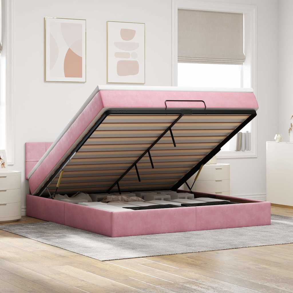Cadre De Lit Ottoman Avec Matelas Velours