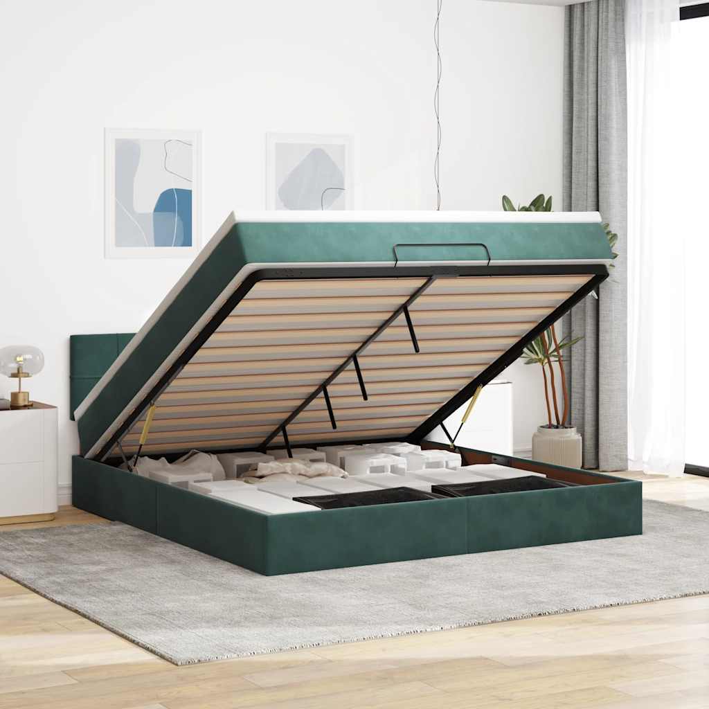 Cadre De Lit Ottoman Avec Matelas Velours