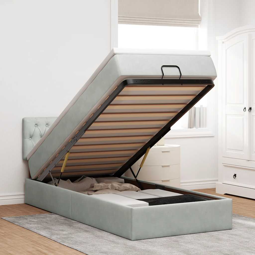 Cadre De Lit Ottoman Avec Matelas Velours