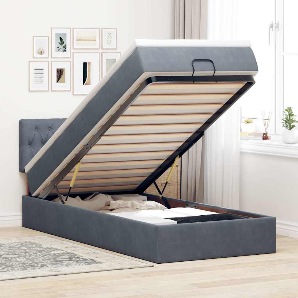 Cadre De Lit Ottoman Avec Matelas Velours