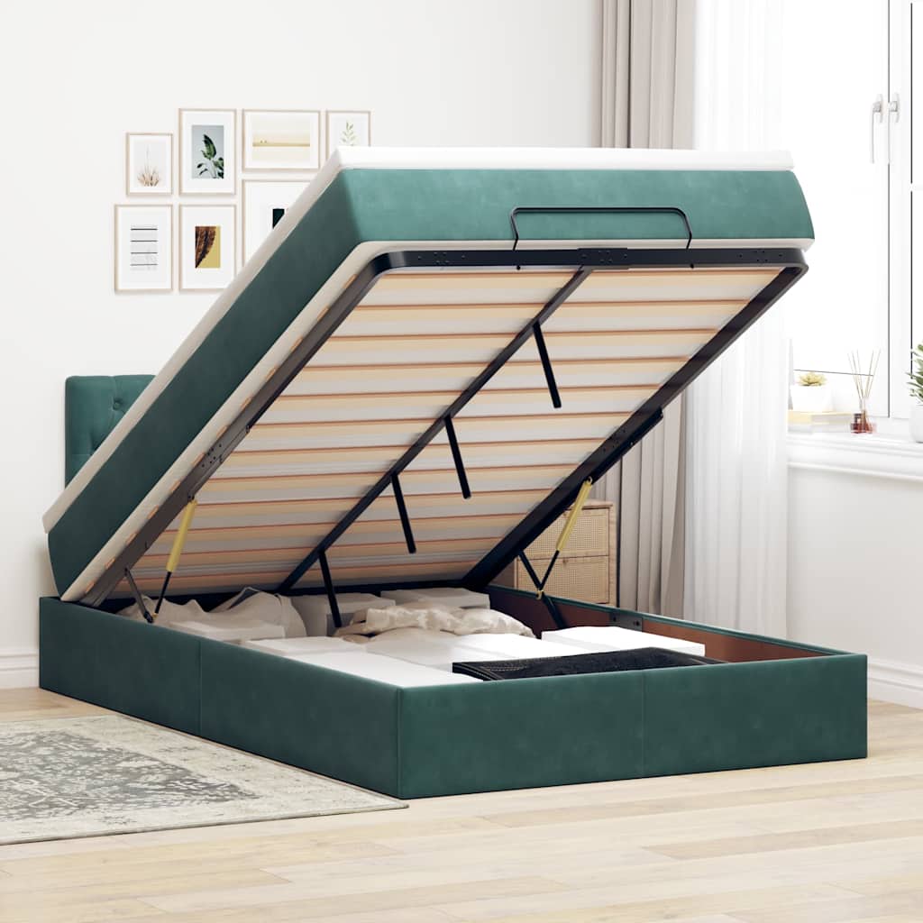 Cadre De Lit Ottoman Avec Matelas Velours