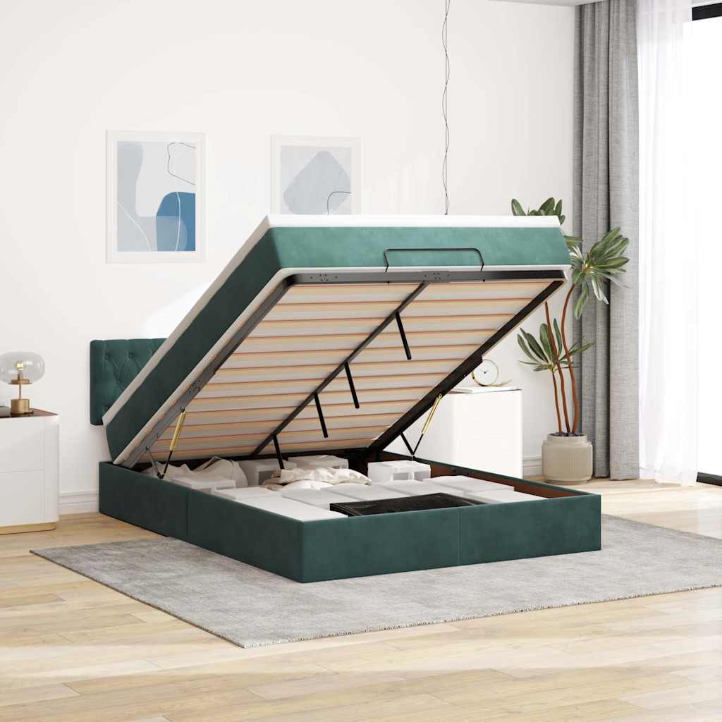 Cadre De Lit Ottoman Avec Matelas Velours