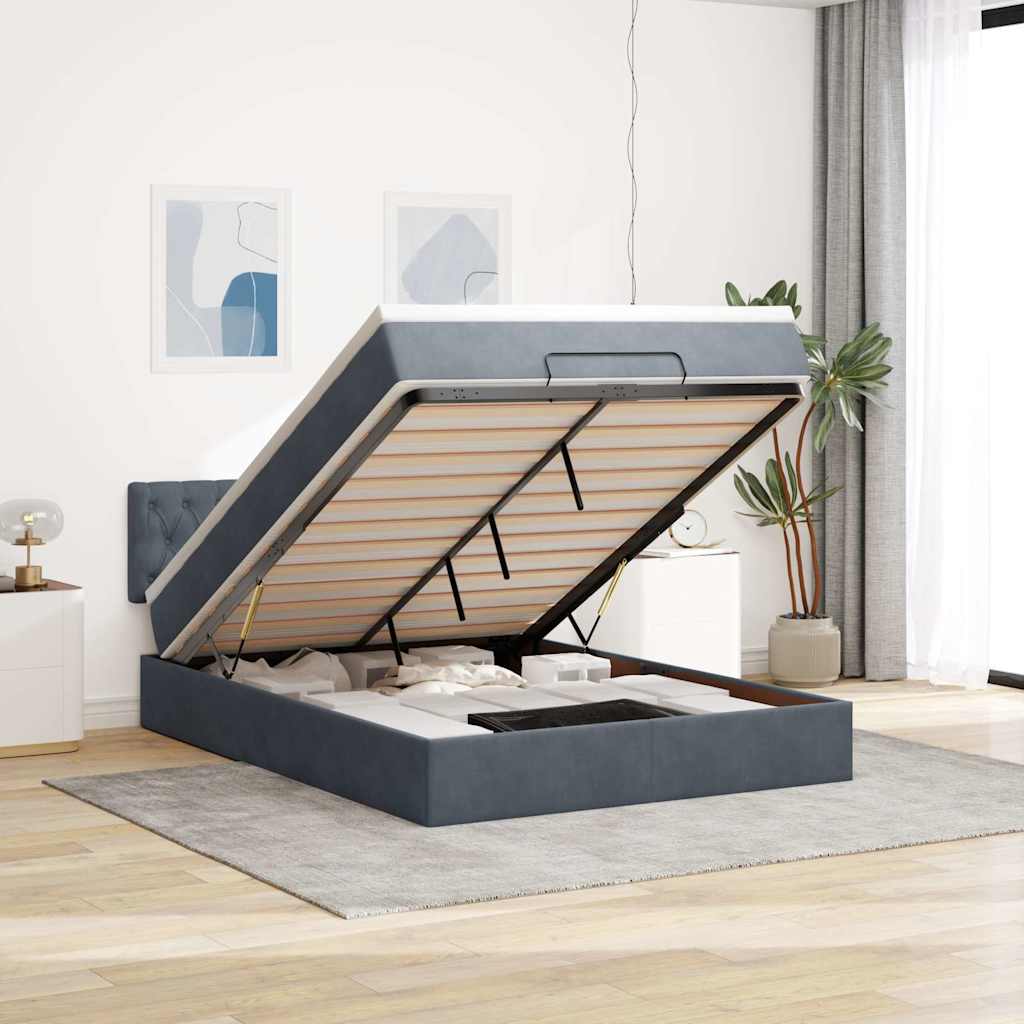 Cadre De Lit Ottoman Avec Matelas Velours