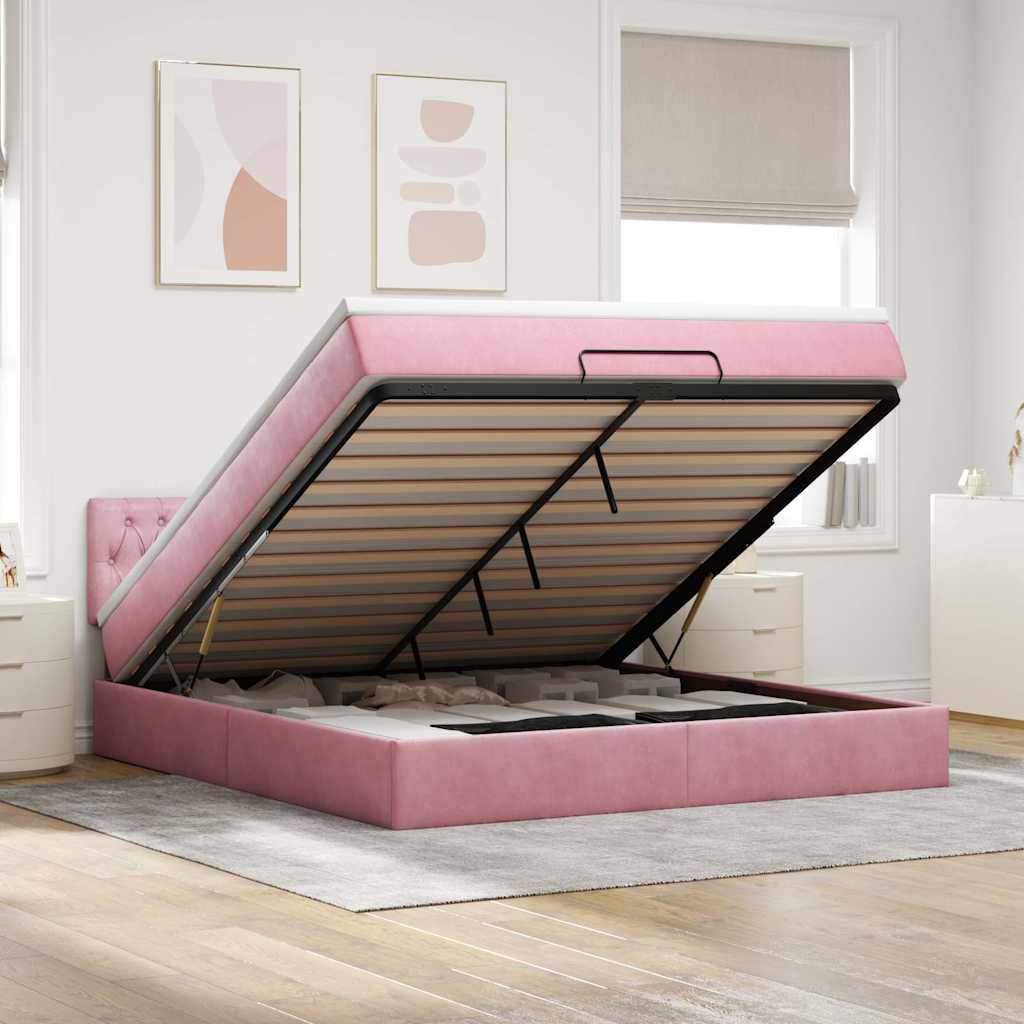 Cadre De Lit Ottoman Avec Matelas Velours