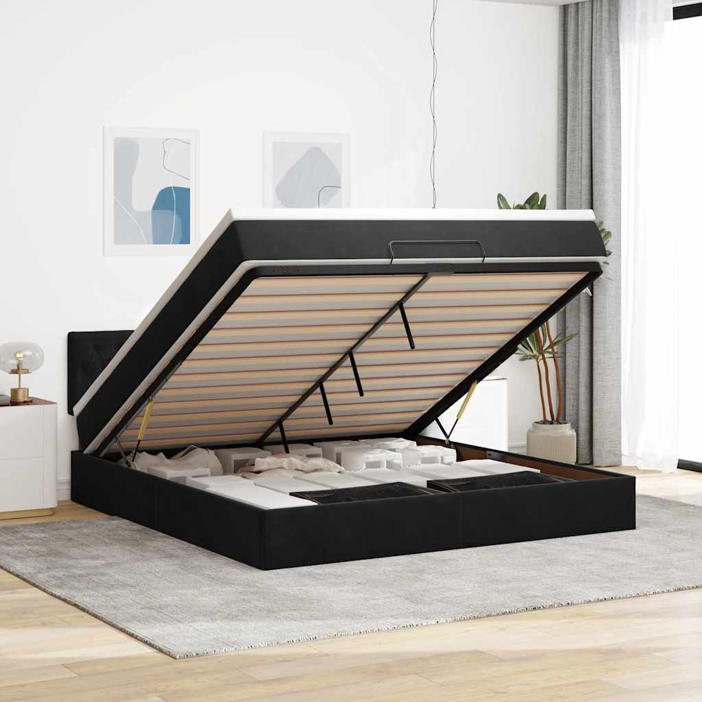 Cadre De Lit Ottoman Avec Matelas Velours