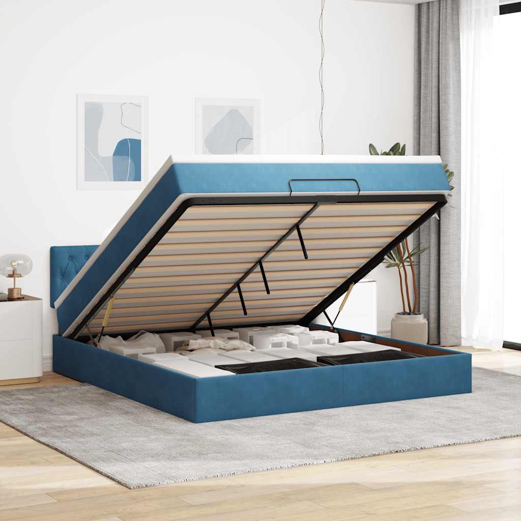 Cadre De Lit Ottoman Avec Matelas Velours