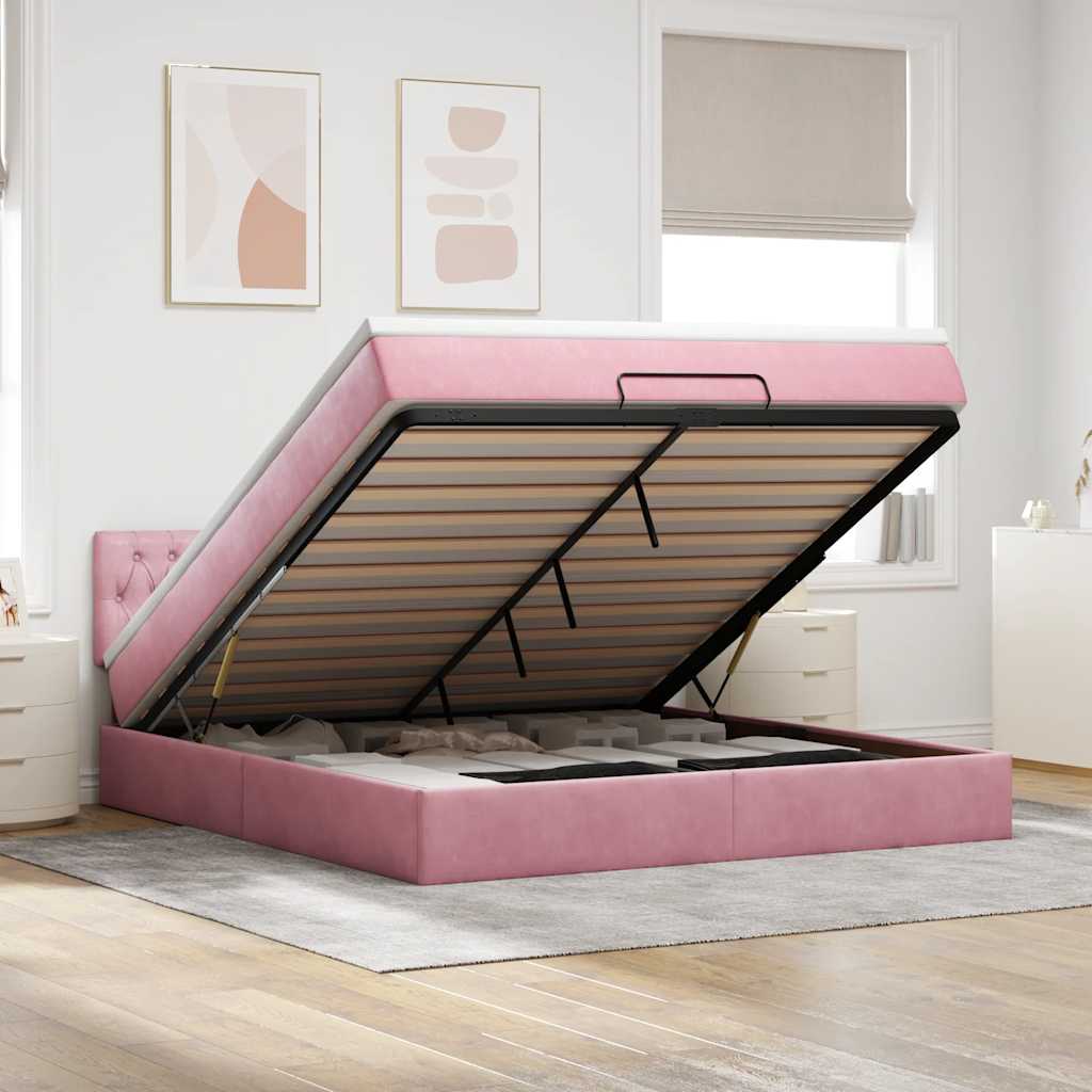 Cadre De Lit Ottoman Avec Matelas Velours