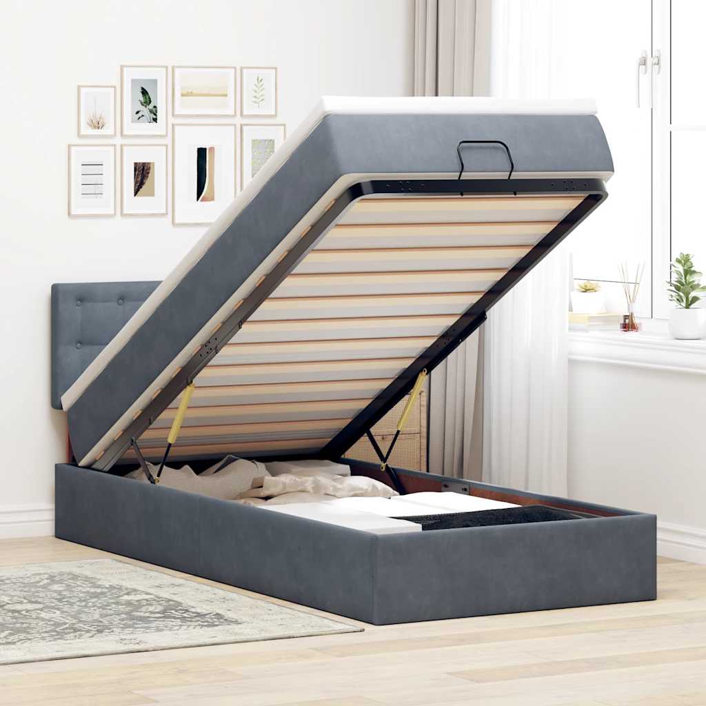 Cadre De Lit Ottoman Avec Matelas Velours