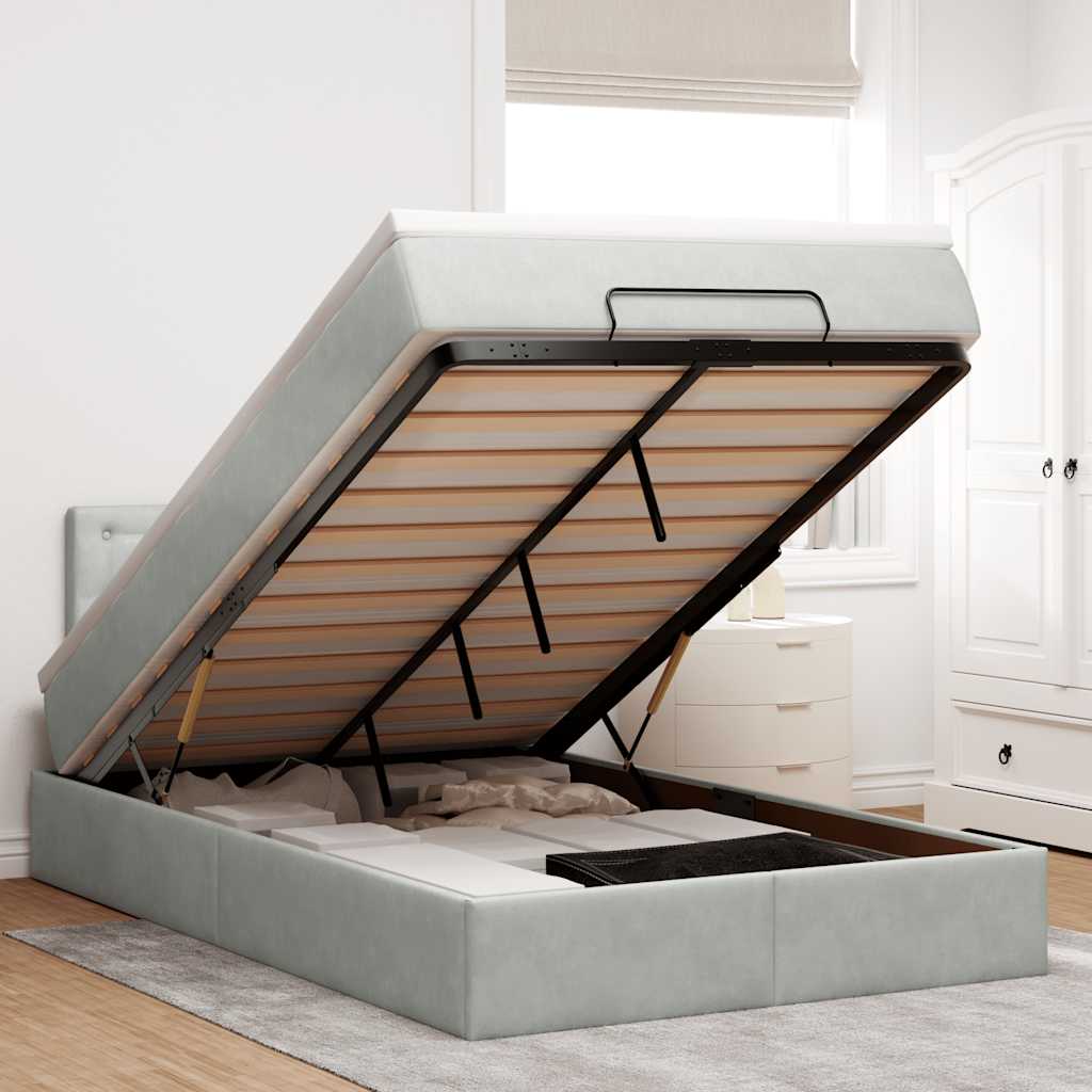 Cadre De Lit Ottoman Avec Matelas Velours