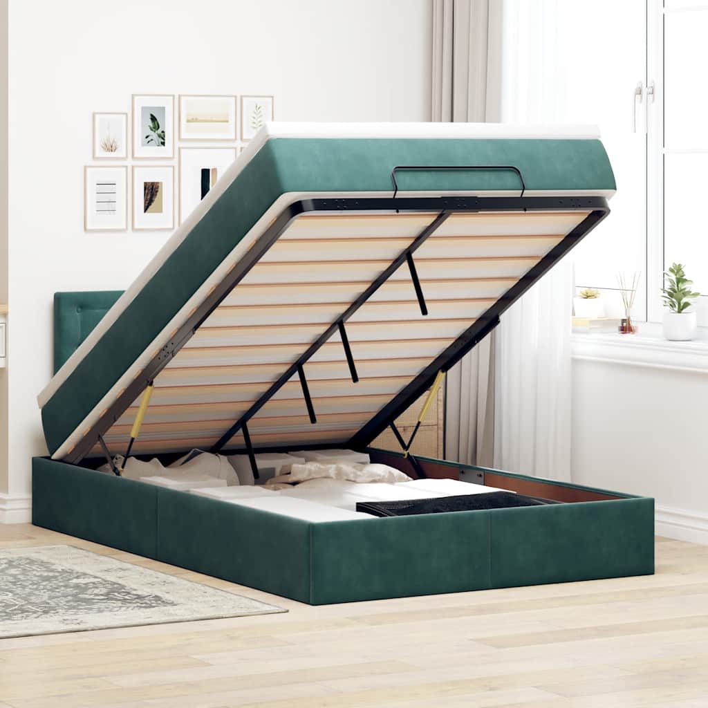 Cadre De Lit Ottoman Avec Matelas Velours
