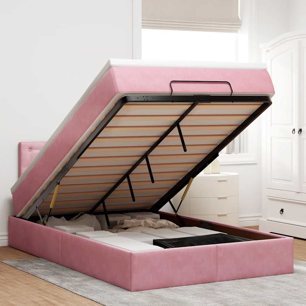 Cadre De Lit Ottoman Avec Matelas Velours
