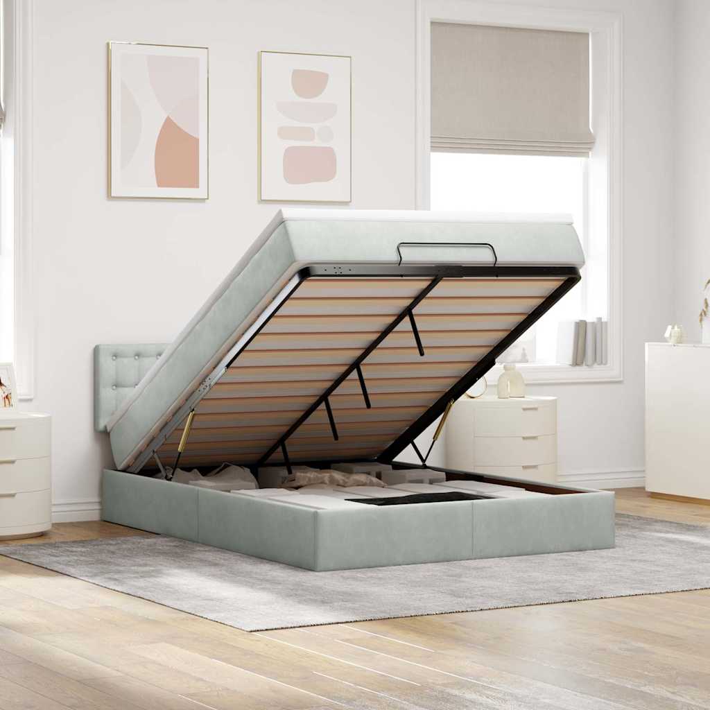 Cadre De Lit Ottoman Avec Matelas Velours