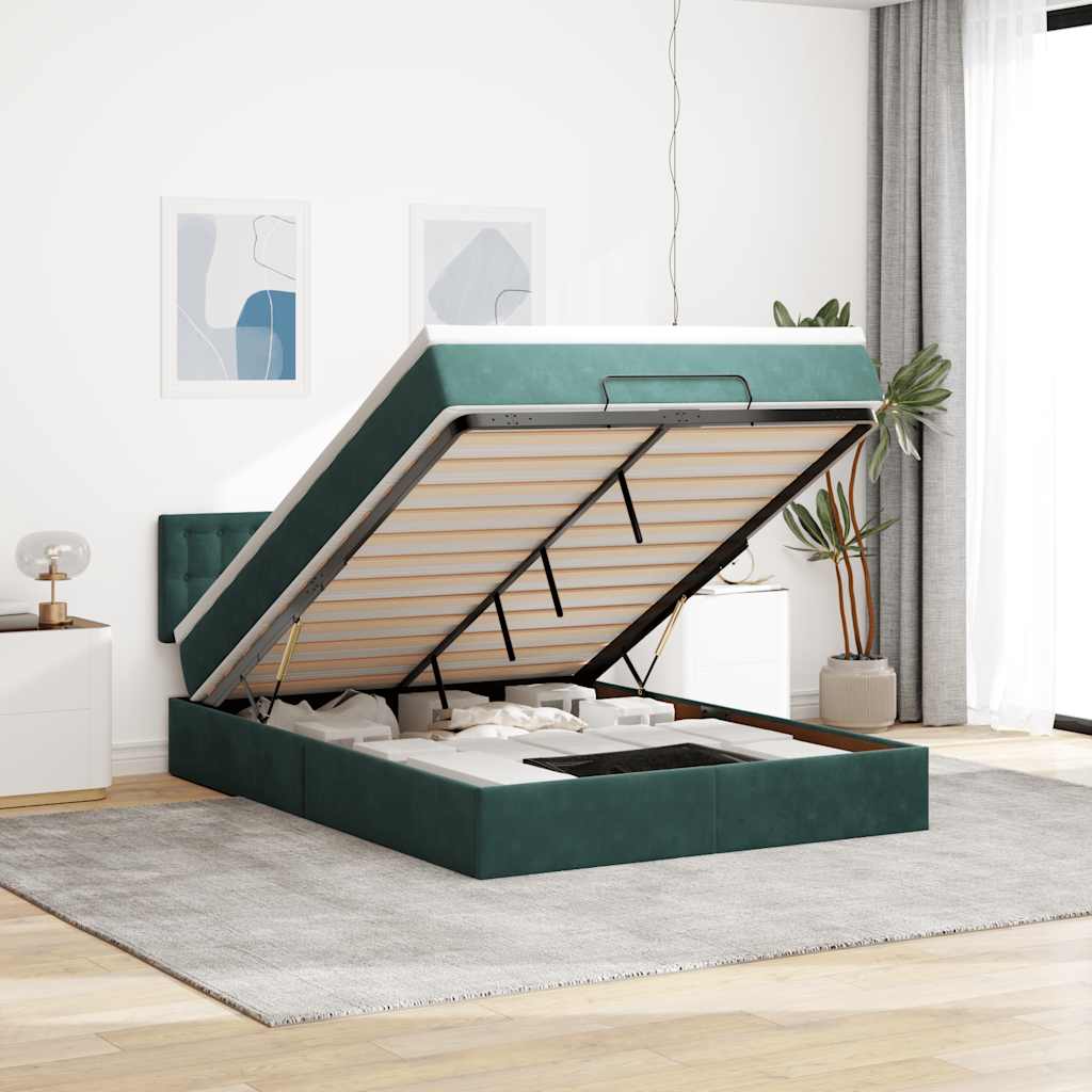 Cadre De Lit Ottoman Avec Matelas Velours