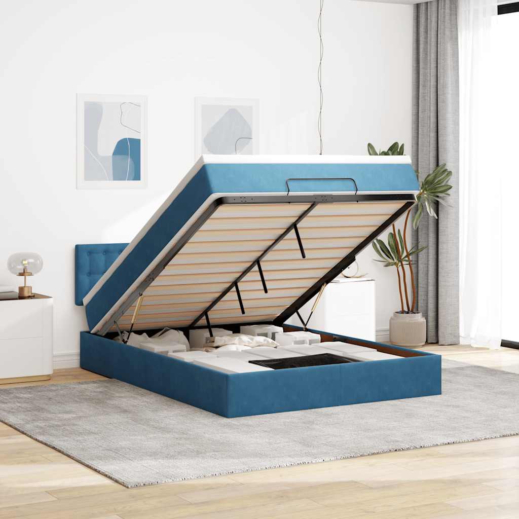 Cadre De Lit Ottoman Avec Matelas Velours