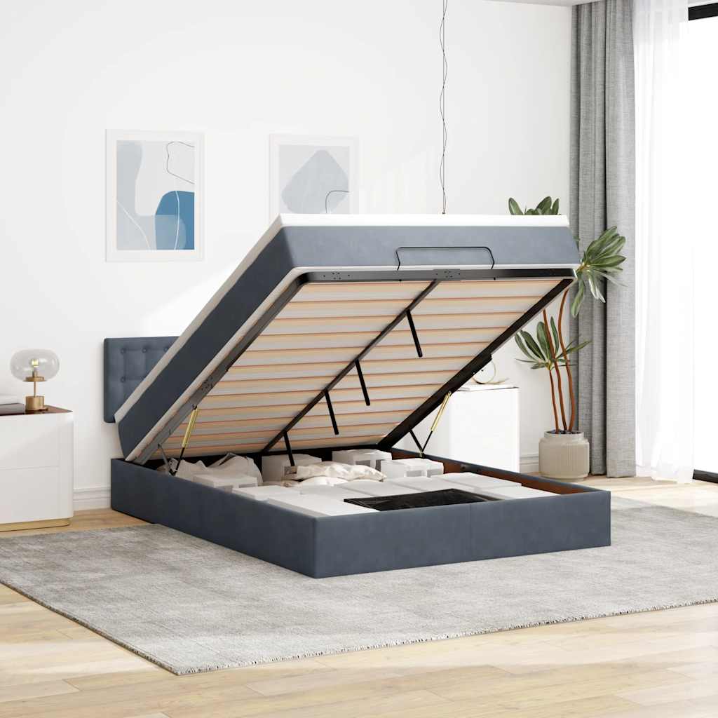 Cadre De Lit Ottoman Avec Matelas Velours
