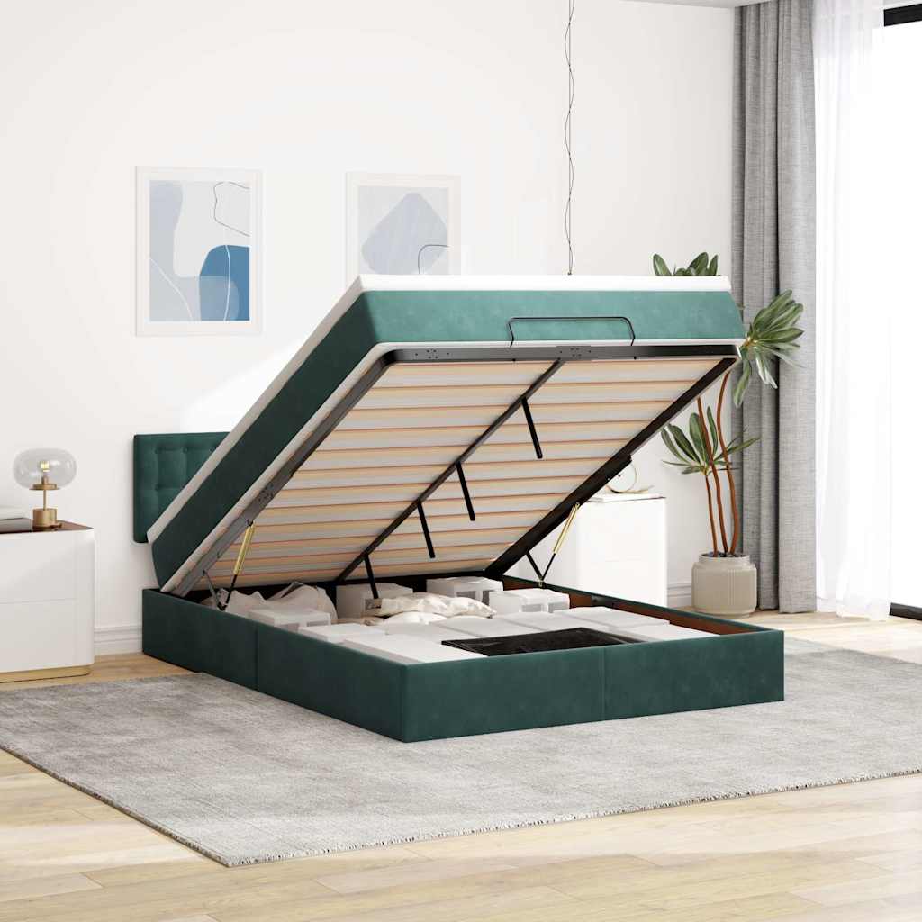 Cadre De Lit Ottoman Avec Matelas Velours