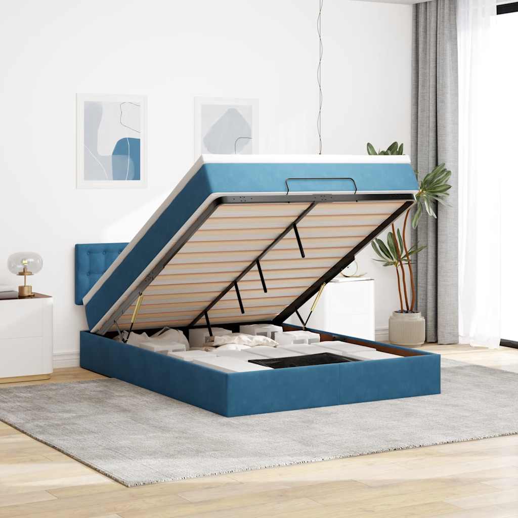 Cadre De Lit Ottoman Avec Matelas Velours
