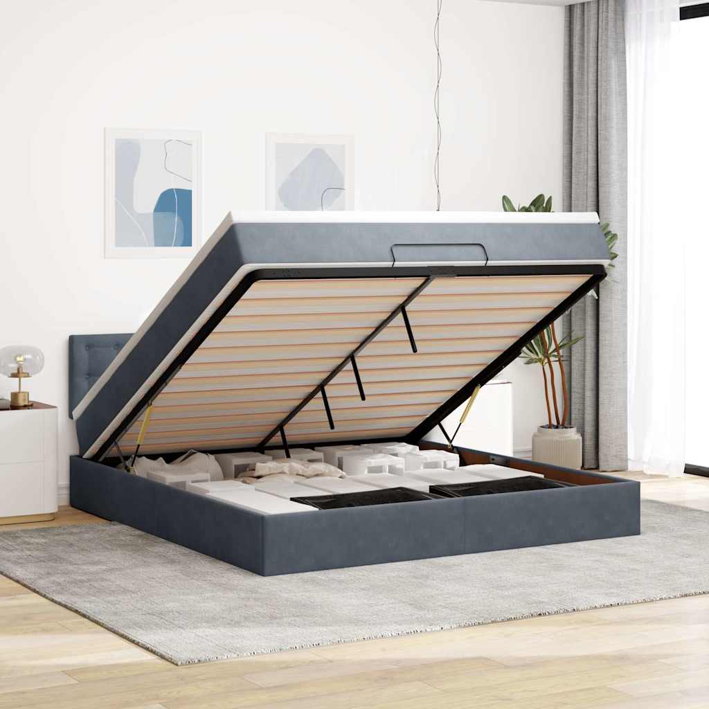 Cadre De Lit Ottoman Avec Matelas Velours