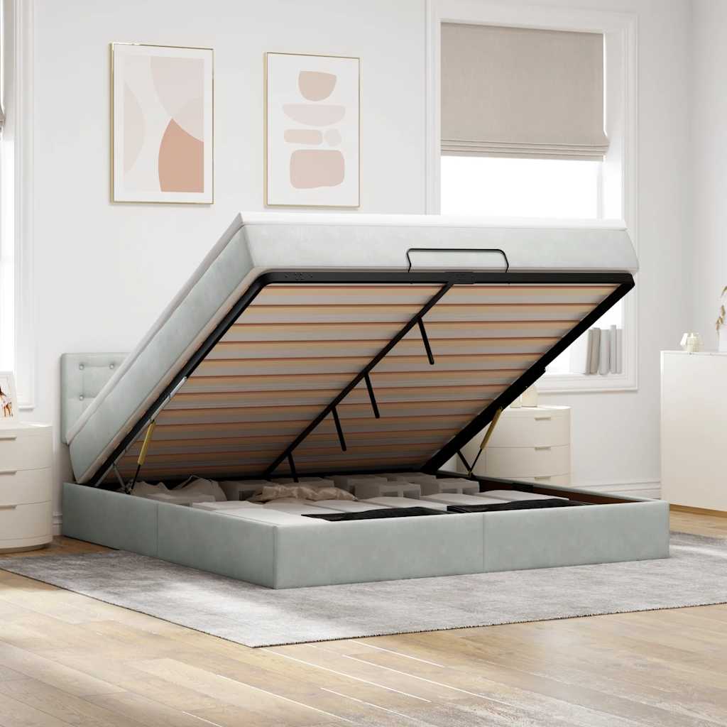 Cadre De Lit Ottoman Avec Matelas Velours