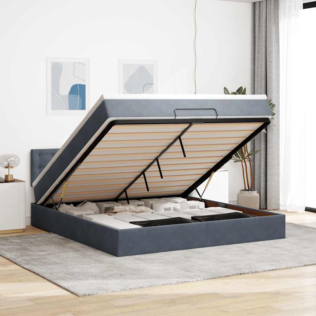 Cadre De Lit Ottoman Avec Matelas Velours