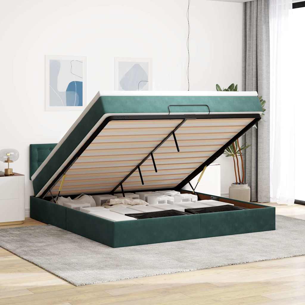 Cadre De Lit Ottoman Avec Matelas Velours