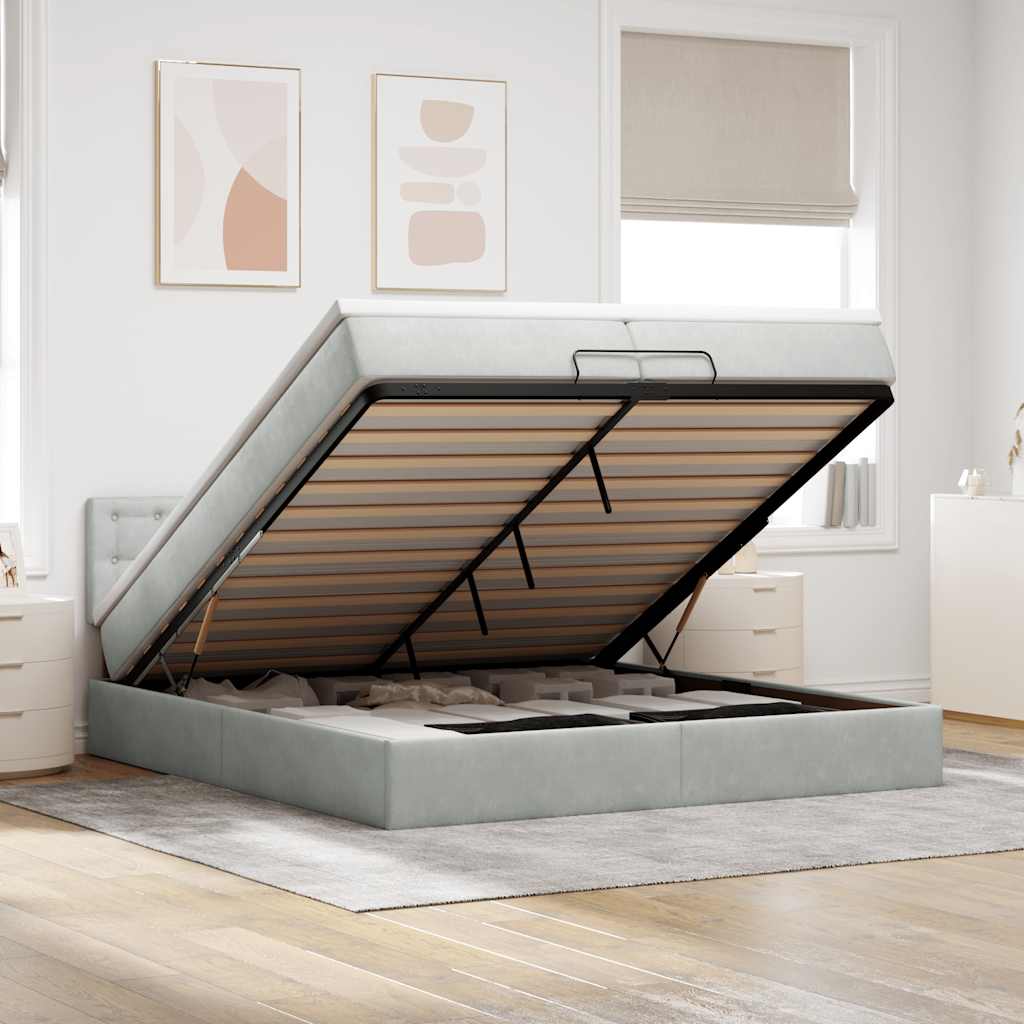 Cadre De Lit Ottoman Avec Matelas Velours