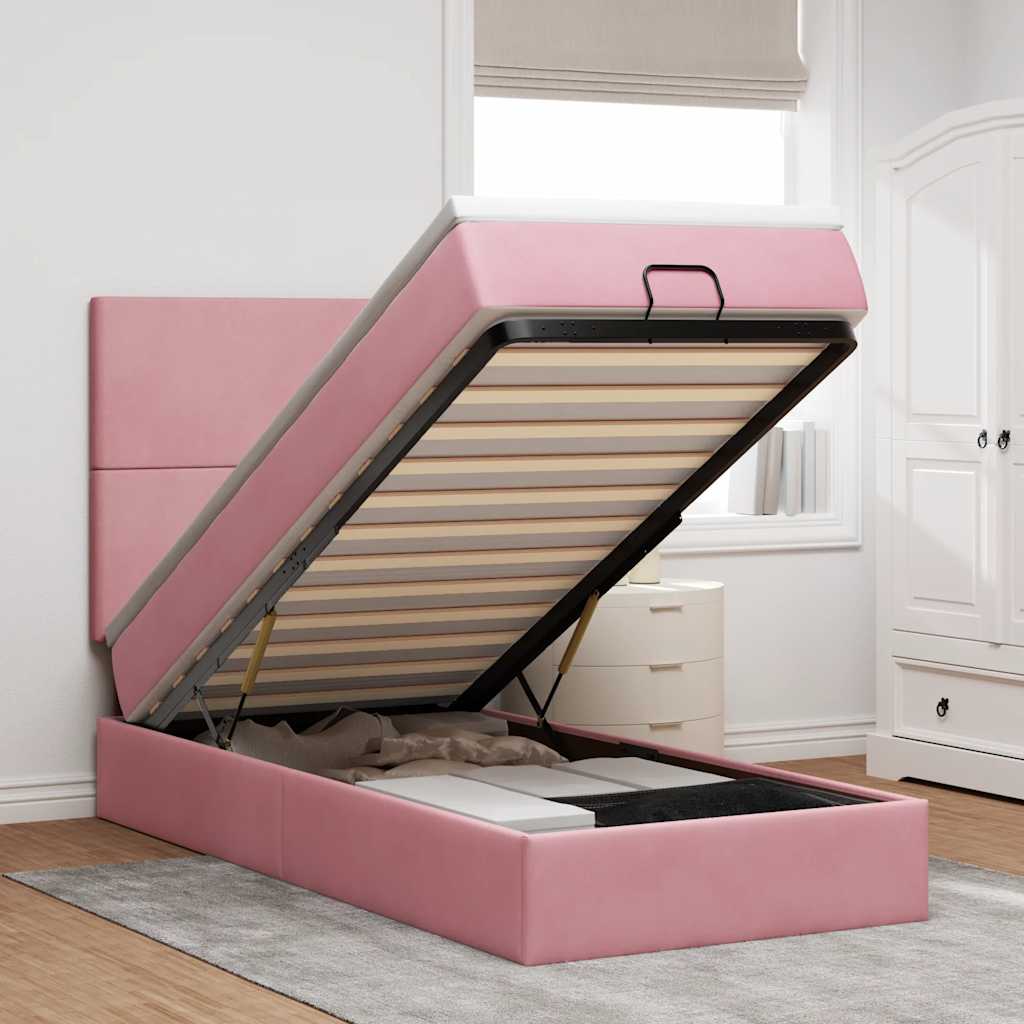 Cadre De Lit Ottoman Avec Matelas 160X200Cm Velours