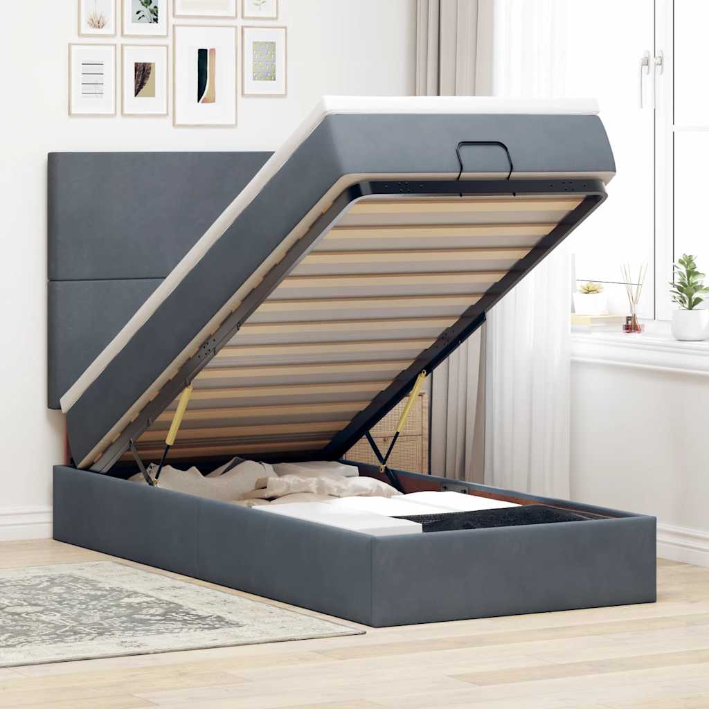 Cadre De Lit Ottoman Avec Matelas 160X200Cm Velours