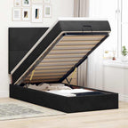 Cadre De Lit Ottoman Avec Matelas 160X200Cm Velours