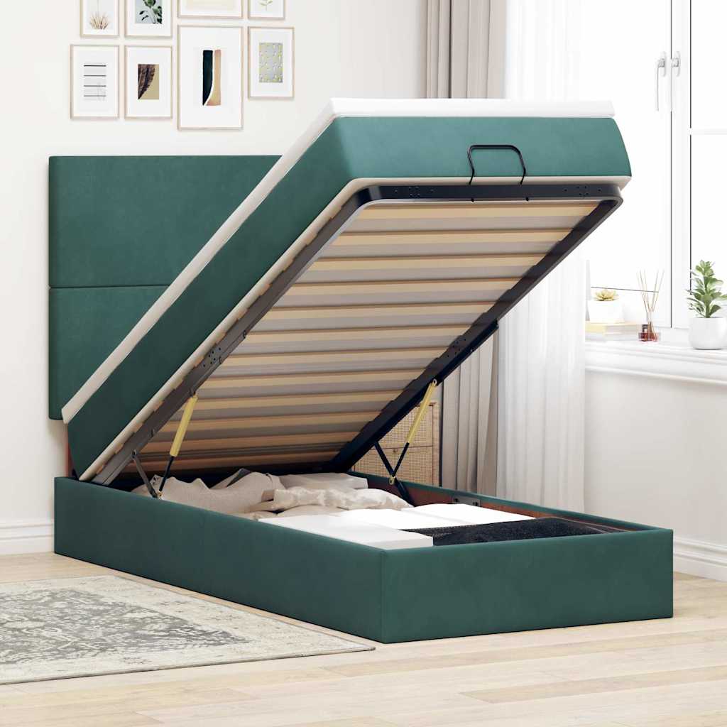 Cadre De Lit Ottoman Avec Matelas 160X200Cm Velours