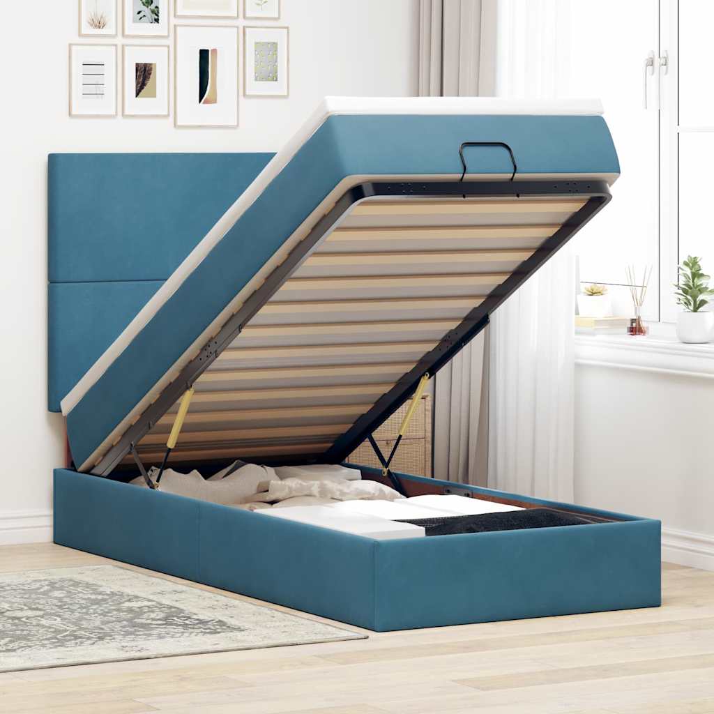 Cadre De Lit Ottoman Avec Matelas 160X200Cm Velours