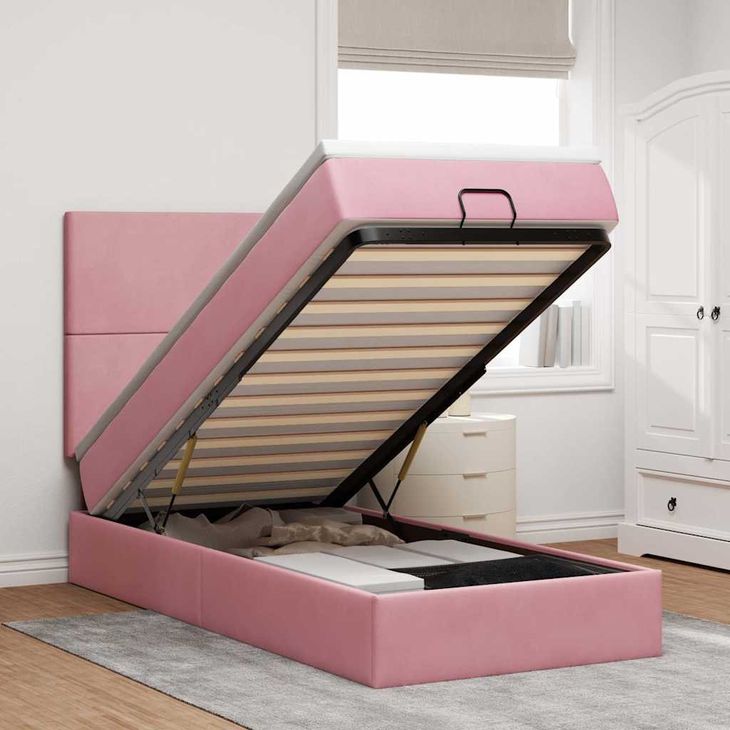 Cadre De Lit Ottoman Avec Matelas 160X200Cm Velours