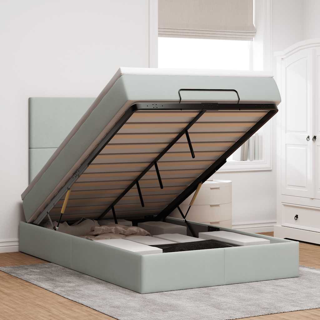 Cadre De Lit Ottoman Avec Matelas 160X200Cm Velours
