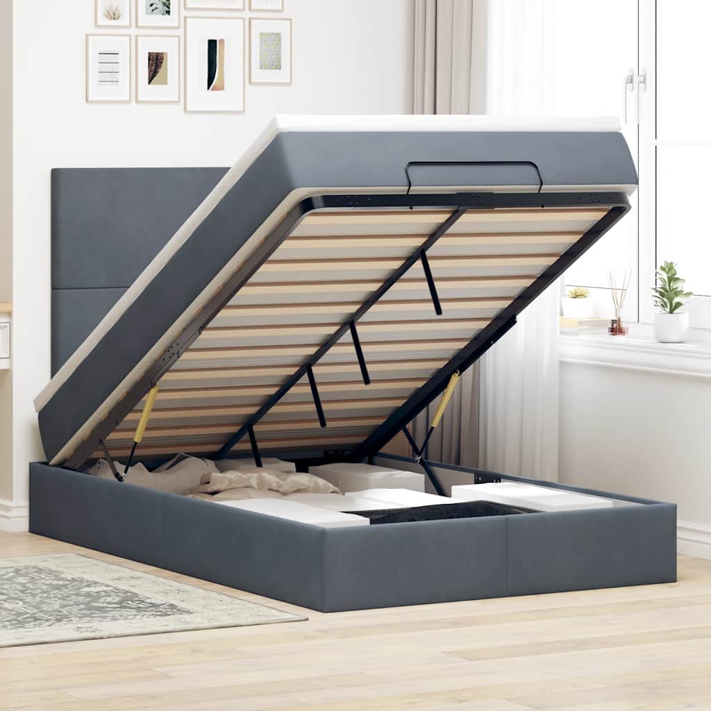 Cadre De Lit Ottoman Avec Matelas 160X200Cm Velours