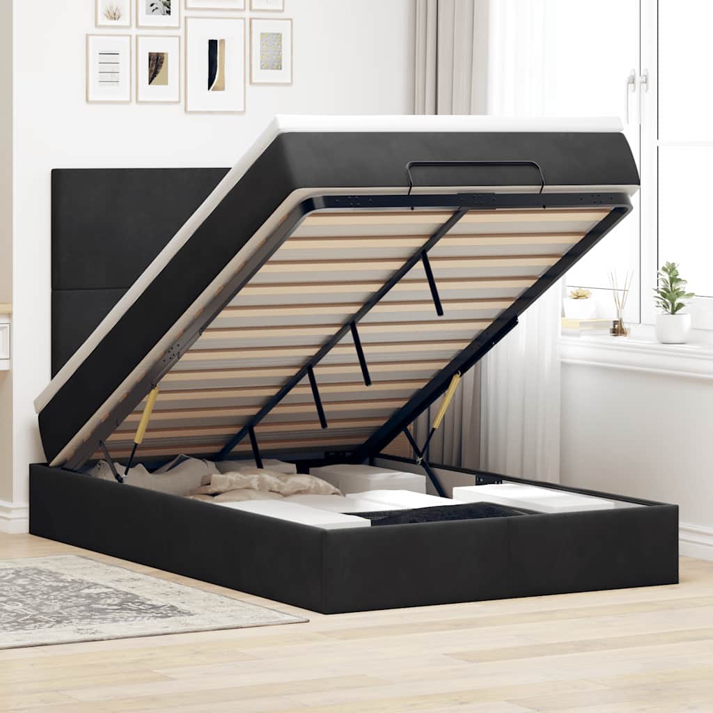 Cadre De Lit Ottoman Avec Matelas 160X200Cm Velours