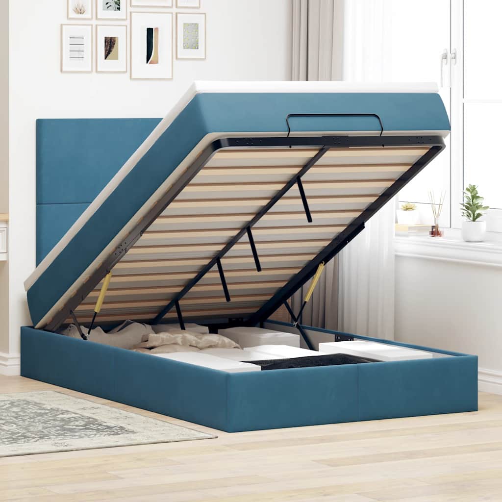 Cadre De Lit Ottoman Avec Matelas 160X200Cm Velours