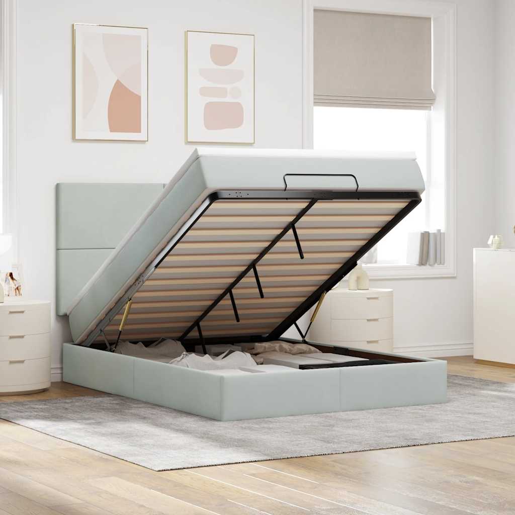 Cadre De Lit Ottoman Avec Matelas 160X200Cm Velours