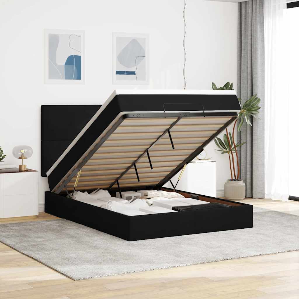 Cadre De Lit Ottoman Avec Matelas 160X200Cm Velours