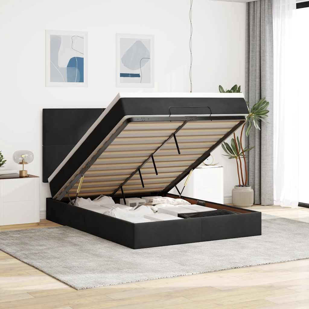 Cadre De Lit Ottoman Avec Matelas 160X200Cm Velours
