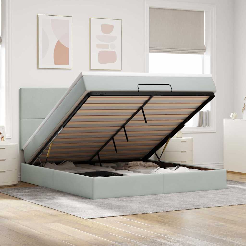 Cadre De Lit Ottoman Avec Matelas 160X200Cm Velours