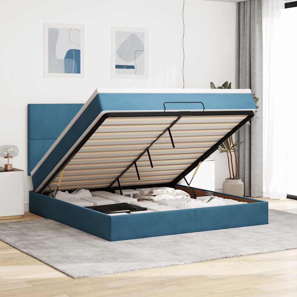 Cadre De Lit Ottoman Avec Matelas 160X200Cm Velours