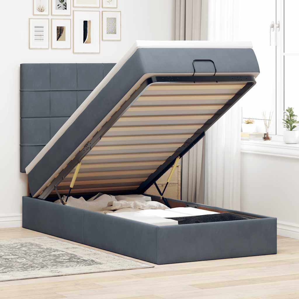 Cadre De Lit Ottoman Avec Matelas 160X200Cm Velours