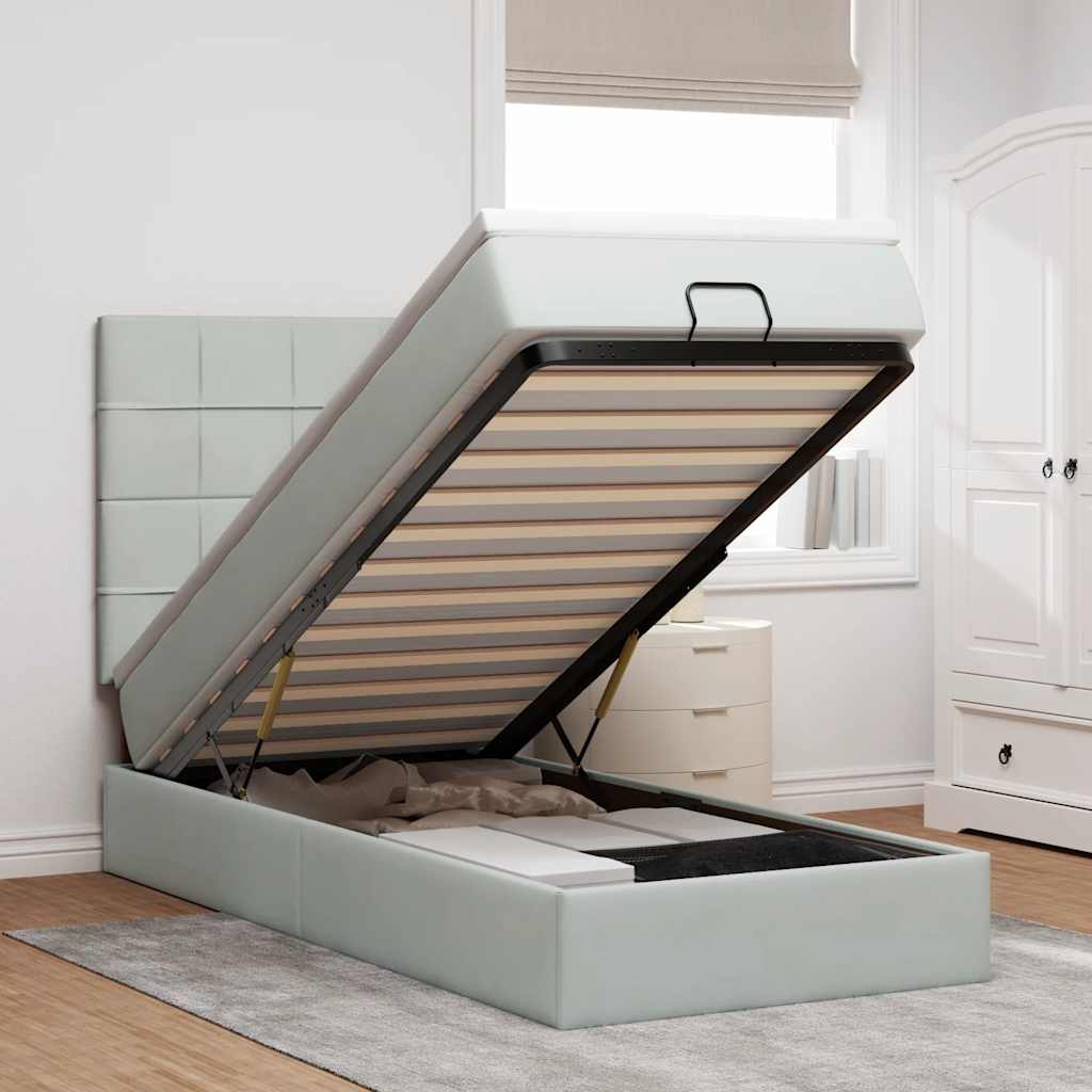 Cadre De Lit Ottoman Avec Matelas 160X200Cm Velours